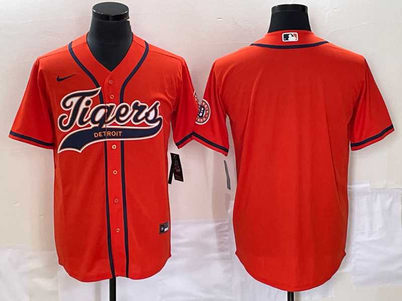 Mens Detroit Tigers Blank Orange Cool Base Stitched Baseball Jersey->detroit tigers->MLB Jersey